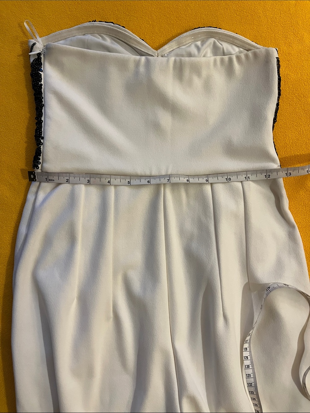 Express Strapless Sequinned Jumpsuit. Sweetheart neckline, silicone lining. Sz 0 - Picture 16 of 17
